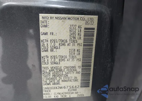 2022 Nissan Frontier S from USA, damaged, VIN 1N6ED1EK2NN675642